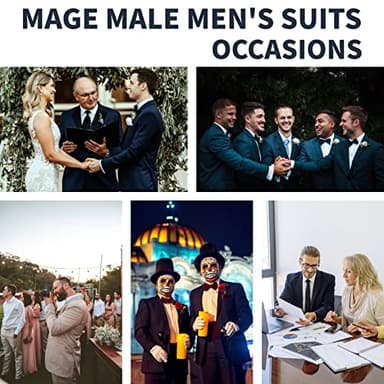 MAGE MALE Men's 2 Piece Suit Notched Lapel One Button Slim Fit Solid Prom Wedding Suits Blazer Jacket Pants with Bow Tie Set - Image 5
