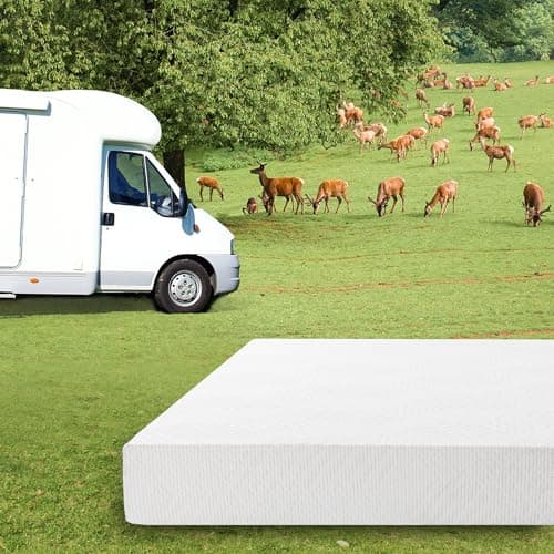 EGO White 10 Inch Short King Memory Foam RV Mattress, Cooling Gel Green Tea Mattress for RVs, Campers & Trailers, Bed in a Box, CertiPUR-US Certified, 72"×75", Medium Firm - Image 1