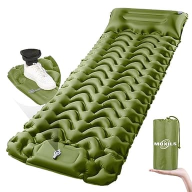 MOXILS Sleeping Pad, Ultralight Inflatable Sleeping Pad for Camping, Built-in Pump, Ultimate for Camping, Hiking, Airpad, Carry Bag, Repair Kit, Compact & Lightweight Air Mattress(Green) - Image 1