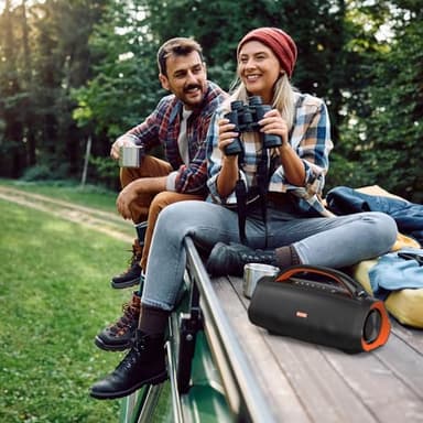 DOSS Extreme Boom Pro Loud Bluetooth Speaker with 100W Stereo Sound, Extra Bass, 20H Playtime, Party-Sync Led Lights, Built-in Power Bank, IPX6 Waterproof for Outdoor, Camping, Travel-Blue - Image 8