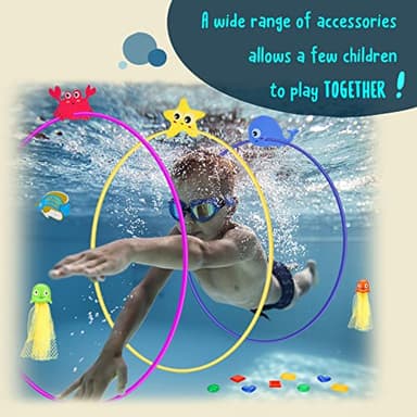 DAUXONE Diving Toys, 27 Pcs Pool Toys with Swim Thru Rings for Kids Age 3-12, Dive Sticks, Rings, Gem, Octopus, Torpedo, Mesh Bag Include - Image 5