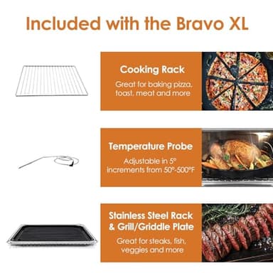 NUWAVE Bravo XL Air Fryer Convection Toaster Oven Countertop, 112-in-1 Smart Grill Combo with Original Flavors & Marks, Adjustable Heating Zones for Pizza, Roast, Bake, 50-500°F, Stainless Steel, 30QT - Image 7