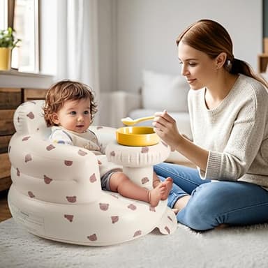 Inflatable Baby Seat for 3-36 Months, Back Support, Built-in Air Pump, Learning to Sit, Blow Up Floor Seat with Tray - Image 2