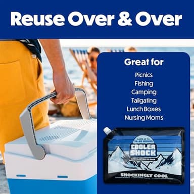 Cooler Shock Reusable Ice Packs for Cooler, 14"x10" - Long Lasting Cold Freezer Packs for Coolers and Lunch Boxes - Cooler Ice Packs for Camping Gear, Fishing, Road Trips, Beach Must Haves - Image 6