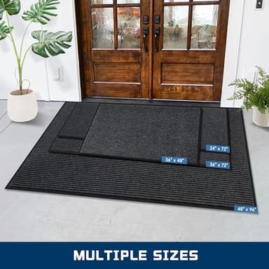 Large Indoor Outdoor Door Mat, 2' x 6' Heavy Duty Commercial Floor Mat Inside Outside Entrance, Rubber Border Doormats for Entryway, High Traffic Area, Waterproof, Low-Profile, Easy to Clean - Image 8