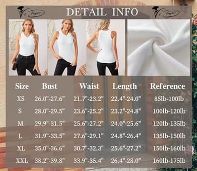 VICHYIE Summer Tanks for Women Sleeveless Tops Cami Top Shirt Ribbed Racerback Blouses Tee Black Large - Image 6