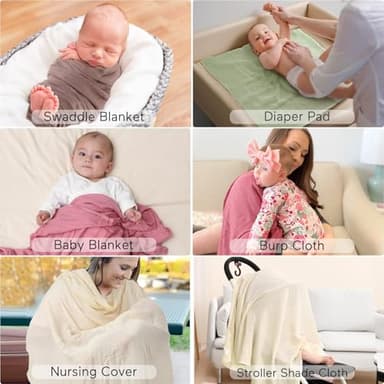 Momcozy Muslin Swaddle Blankets, 4 Pack Ultra Soft Neutral Matching Baby Swaddle Blanket, Breathable Skin Friendly, Large 47 x 47 Inch Swaddling Receiving Blanket for Boy Girl, Light Green - Image 6
