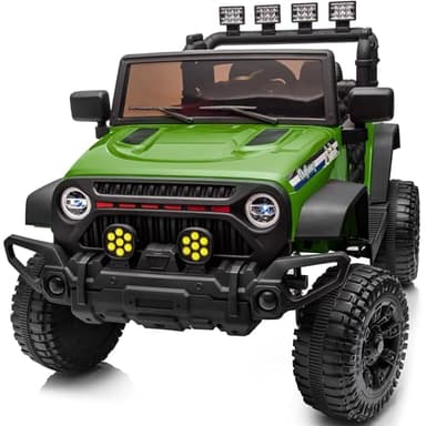 Outfunny 24V Ride on Truck Toy, Electric Ride-on Car for Kids with Remote, 400W Power, 5Mph Max Speed - Army Green - Image 1