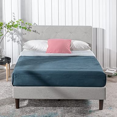 ZINUS Shalini Upholstered Platform Bed Frame, Mattress Foundation, Wood Slat Support, No Box Spring Needed, Easy Assembly, Light Grey, Full - Image 8