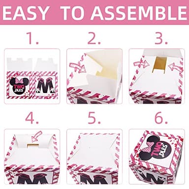 2nd Birthday Party Favors Balloon Boxes Supplies for Baby, Girls 3Pcs Pink Mouse Theme Two Year Old Balloon Boxes, 'TWO' Letters Balloon Arch Kit for Party Decorations - Image 5