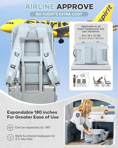 Vacuum Travel Backpack with Pump for Women, Personal Item Carry on Backpacks Flight Approved 18x14x8 inches for Men,Laptop Waterproof Work Compression bags Casual Daypack,Blue - Image 2