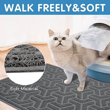 UPSKY Cat Litter Mat, Litter Trapping Mat Soft on Kitty Paws, Large Litter Box Mat 35" x 24" Scatter Control for Cat Litter, Waterproof and Extra Large Litter Box Carpet - Image 7