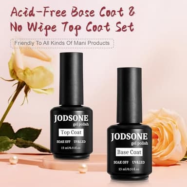 JODSONE 2 Bottles of Top Coat Base Coat Set No Wipe Foundation Combination Bright Surface At Home DIY Nail Salon Girl Gift - Image 7