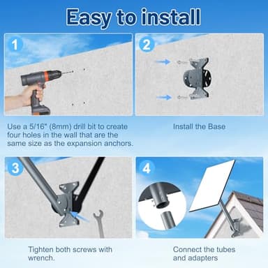 Starlink Roof Wall Mount Gen 3, Starlink Standard Mounting Kit, Mounting Bracket with Gen 3 Pipe/Pole Adapter for Starlink Internet Kit Satellite - Image 8