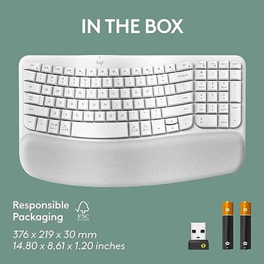 Logitech Wave Keys Wireless Ergonomic Keyboard with Cushioned Palm Rest, Comfortable Natural Typing, Easy-Switch, Bluetooth, Logi Bolt Receiver, for Multi-OS, Windows/Mac - Off White - Image 10