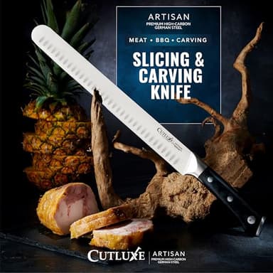 Cutluxe Slicing Carving Knife – 12" Brisket Knife, Meat Cutting and BBQ Knife – Razor Sharp German Steel, Sheath Included, Full Tang, Ergonomic Handle Design – Artisan Series - Image 7