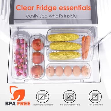 Fridge Organizers and Storage, 6 Pack Clear Freezer Organizer Bins with Lids for Kitchen, Pantry, Refrigerator, Food, Fruit, Vegetable Storage - Image 2