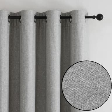 Airwill Linen Look Textured Blackout Curtains 90 Inch Length with Thermal Insulated Liner, Heavy Thick Grommet Window Curtains Drapes for Living Room (52 x 90 Inch, 2 Panels, Grayish Green) - Image 2
