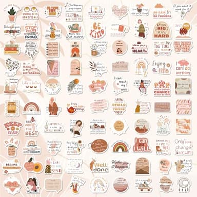 WAKEMOODEI 200 Vintage Inspirational Stickers, Boho Motivational Aesthetic Stickers for Water Bottles Laptops Journals Vinyl Positive Affirmation Boho Stickers for Adult Teen Kid - Image 3