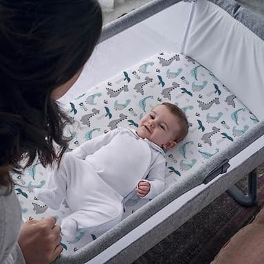 Pack n Play Sheets, BROLEX 2 Pack Mini Crib Sheets,Stretchy Portable Fitted Playard Sheet Set, Convertible Playard Mattress Cover,Ultra Soft Breathable Material,Dinosaur Lion - Image 4