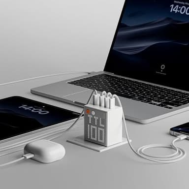 Sharge Pixel 100 USB C Charger 100W Laptop GaN Charger 4-Port Fast Charging with Dot-Matrix Display PD 3.0, Foldable and Compact for MacBook Air, iPhone 17 - Image 5
