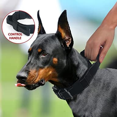 Yunleparks Reflective Dog Collar Heavy Duty Tactical with Control Handle and Metal Buckle for Dog Training(Medium, Black) - Image 2
