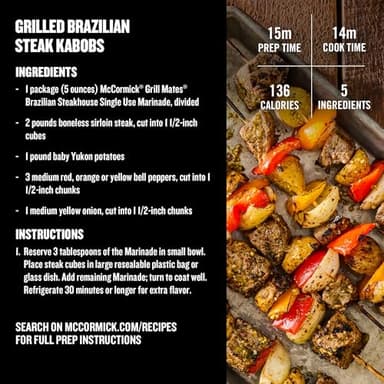 McCormick Grill Mates Marinade, Brazilian Steakhouse, 30 Minute Liquid Marinade, Single Use Pouch, No Waste, Exciting Brazilian-Style Flavor for Chicken, Steak, and More, 5 oz (Pack of 6) - Image 10