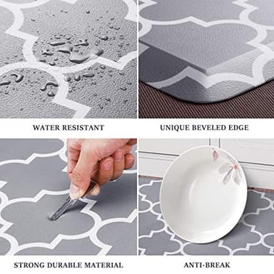 WISELIFE Kitchen Mat and Rugs Cushioned Anti-Fatigue,17.3"x 28",Non Slip Waterproof Ergonomic Comfort Mat for Kitchen, Floor Home, Office, Sink, Laundry, Grey - Image 4