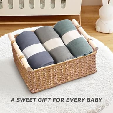 Muslin Swaddle Blankets, 3 Pack Nursery Wrap Receiving Blankets for Baby Boys and Girls, Soft Breathable Gift for Newborn - Image 5