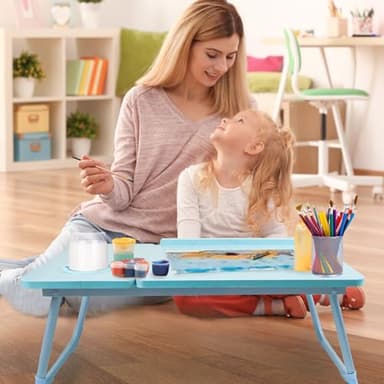 Laptop Desk for Bed Couch,Lap Desk for Laptop,Portable Laptop Stand for Desk,Small Adjustable Laptop Desk,Foldable Bed Table for Laptops and Writing, Bed Tray Table with Cup Holder(Blue) - Image 4