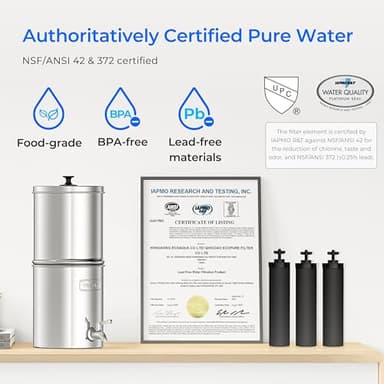 Waterdrop Gravity-fed Water Filter System, with Upgrade 3 Black Carbon Filters and Metal Spigot, 9000 Gallon Longer Lifespan and 150% Faster Flow, King Tank Series, 2.25G - Image 5