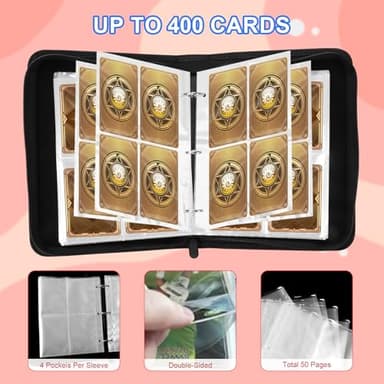 Awedsu Collectible Trading Card Albums,Collectible Trading Card Protective Sleeves,Card Binder 4-Pocket,400 Pockets Card Case Holder for TCG,Sports Card. (Red Blue) - Image 6