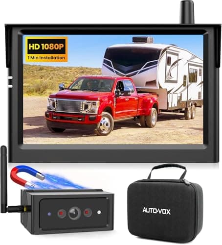 AUTO VOX Wireless Backup Camera Magnetic: 5" Portable No Wiring 1 Min Install Trailer Hitch Camera, 2-Channel HD 1080P Car Monitor & IR Night Vision Back Up Camera Systems for Truck, RV, Camper - Image 1