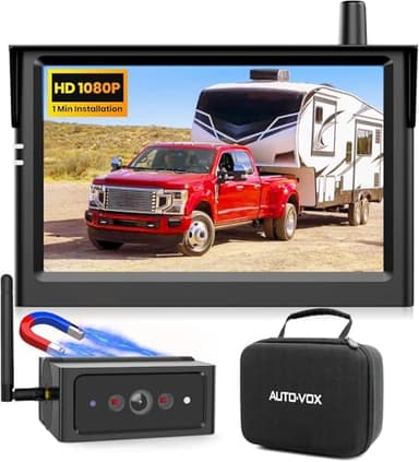 AUTO VOX Wireless Backup Camera Magnetic: 5" Portable No Wiring 1 Min Install Trailer Hitch Camera, 2-Channel HD 1080P Car Monitor & IR Night Vision Back Up Camera Systems for Truck, RV, Camper - Image 1