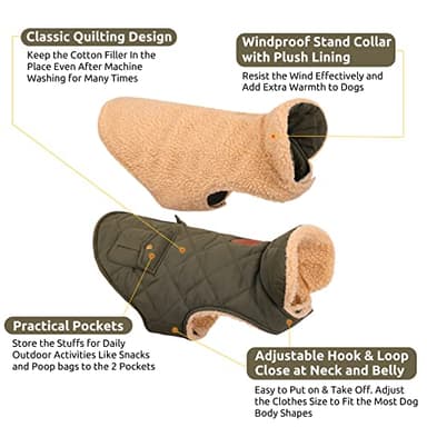 Queenmore Warm Coat for Cold Weather, Quilting Winter Jacket With Ultra Thick Plush Lining and Storage Pockets (Green, Medium) - Image 3