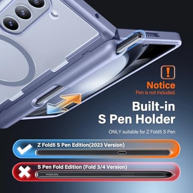 MOBOSI for Z Fold 5 Case with Privacy Screen Protector [Compatible with Magsafe], [Built-in Kickstand&Full Body Hinge Protection] Shockproof Phone Cover for Samsung Galaxy Z Fold5, Gray Blue - Image 2