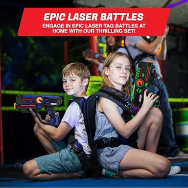 ArmoGear Laser Tag Guns with Vests Set of 4 - Adult Laser Tag Guns, Multiplayer Lazer Tag Set for Kids, Teens, and Adults - Indoor and Outdoor Game for Family Fun - Gift for Boys and Girls, Ages 8+ - Image 2