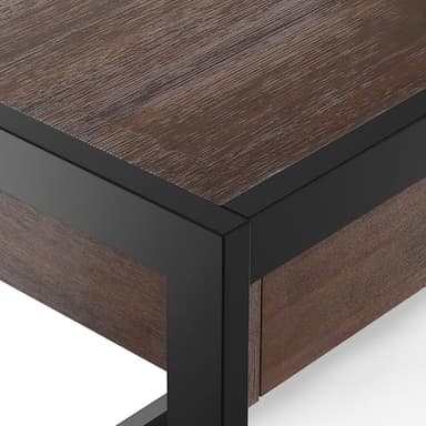 SIMPLIHOME Erina Desk - 60-Inch Wide Solid Acacia Wood and Metal Writing Desk in Distressed Charcoal Brown, Modern Industrial Home Office Computer Table for Study with 2 Drawers and Keyboard Tray - Image 8