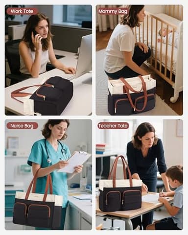 LOVEVOOK Teacher Tote Bag for Women, Multi-pocket Laptop Bag with Large Cup Holder, Nurse Bags Work Briefcase Computer Purse Handbag for Business Office College Travel - Image 5