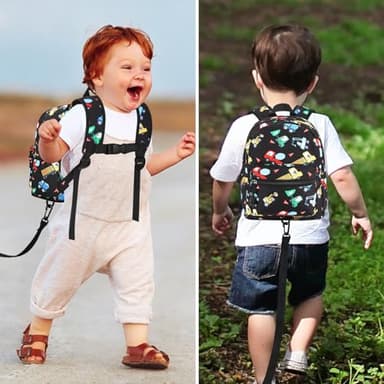 Accmor Toddler Harness Backpack Leash, Cute Excavator Kids Backpack with Anti Lost Wrist Link for Outdoor Walking, Mini Black Child Backpack Wristband Tether Leashes for Boys Girls Aged 1-3 Years Old - Image 6