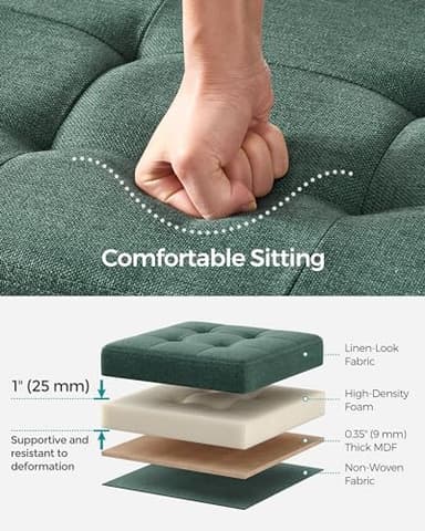 SONGMICS MAZIE Collection - 43 Inches Folding Storage Ottoman Bench, Ottoman Foot Rest, End of Bed Bench, Storage Chest, Load 660 lb, for Living Room, Bedroom, Entryway, Retro Green ULSF077C01 - Image 4