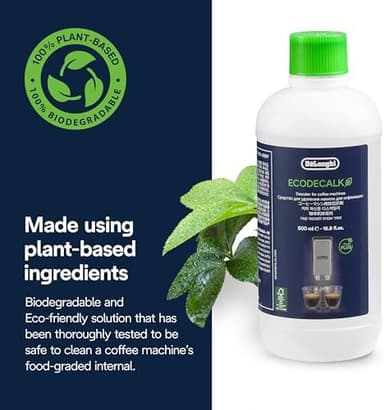 De'Longhi EcoDecalk Descaler, Eco-Friendly Universal Descaling Solution for Coffee & Espresso Machines, 16.90 oz (5 uses - Image 7