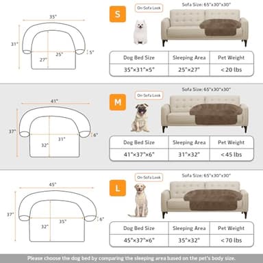 Calming Dog Bed Fluffy Plush Dog Mat for Furniture Protector with Removable Washable Cover for Large Medium Small Dogs and Cats (Medium(41x37x6), Camel) - Image 5