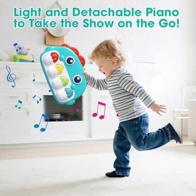 IMAXTOP Baby Play Mat,Funny Tummy Time Mat Toys,Music & Light Kick and Play Piano Mat, Baby Play Gym for Newborn Infant,Baby Activity Center Mat with 5 Sensory Baby Toys 0-6-12 Months Dinosaur Theme - Image 6