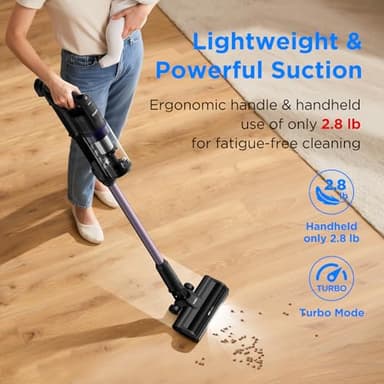 CANDY Cordless Vacuum Cleaner, Stick Vacuum Cordless Rechargeable,45Mins Powerful Suction Vacuum Cleaners for Home,Anti-Tangle,One-Click Dust Disposal,Lightweight for Hardwood Floor Carpet Pet Hair - Image 3