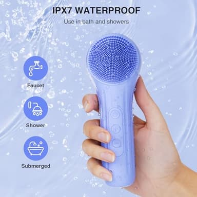 5 Modes Silicone Face Scrubber, Waterproof Face Scrubber Exfoliator for Men & Women, Rechargeable Electric Facial Cleansing Brush for Deep Cleansing, Exfoliating, Massage (Blue) - Image 4
