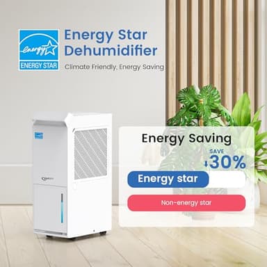 3,500 Sq.Ft Most Efficient Energy Star 2024 Dehumidifier, Vellgoo Max 60 Pint/D (Standard 35 Pint/D) Compressor Dehumidifier with Drain Hose, Intelligent Humidity Control for Basement, Home, Bedroom - Image 2