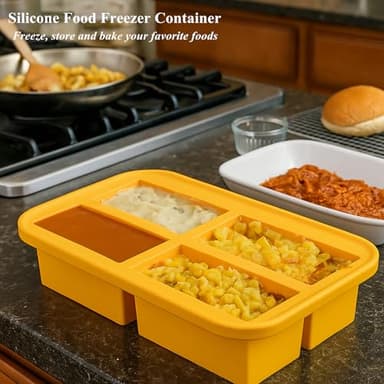 Bangp 1-Cup Silicone Freezer Trays with Lid,2 Pack,Easy-Release Silicone Freezing Tray for Soup Ice Cubes,Soup Freezer Molds,Freeze & Store Broth,Sauce,Leftovers - Makes 8 Perfect 1 Cup Portions - Image 6