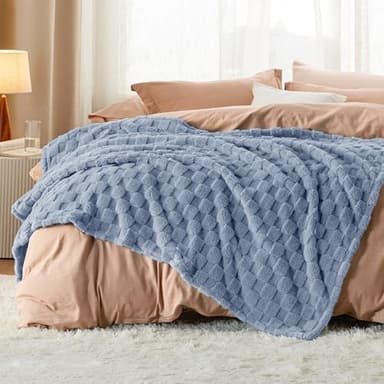 Bedsure GentleSoft Twin Blanket for Bed Ashley Blue - Super Soft Cozy Blankets for Women Men Girls, Cute Fuzzy Fleece Throws for Bedroom Couch, 60x80 Inches - Image 5