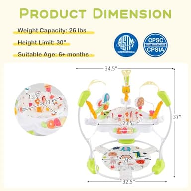 BABY JOY Baby Jumpers and Bouncers, Infant Activity Center with Music Lights Sounds, 360° Rotating Seat and 3 Adjustable Heights, Baby Play and Learning Center for 6-12 Months - Image 6